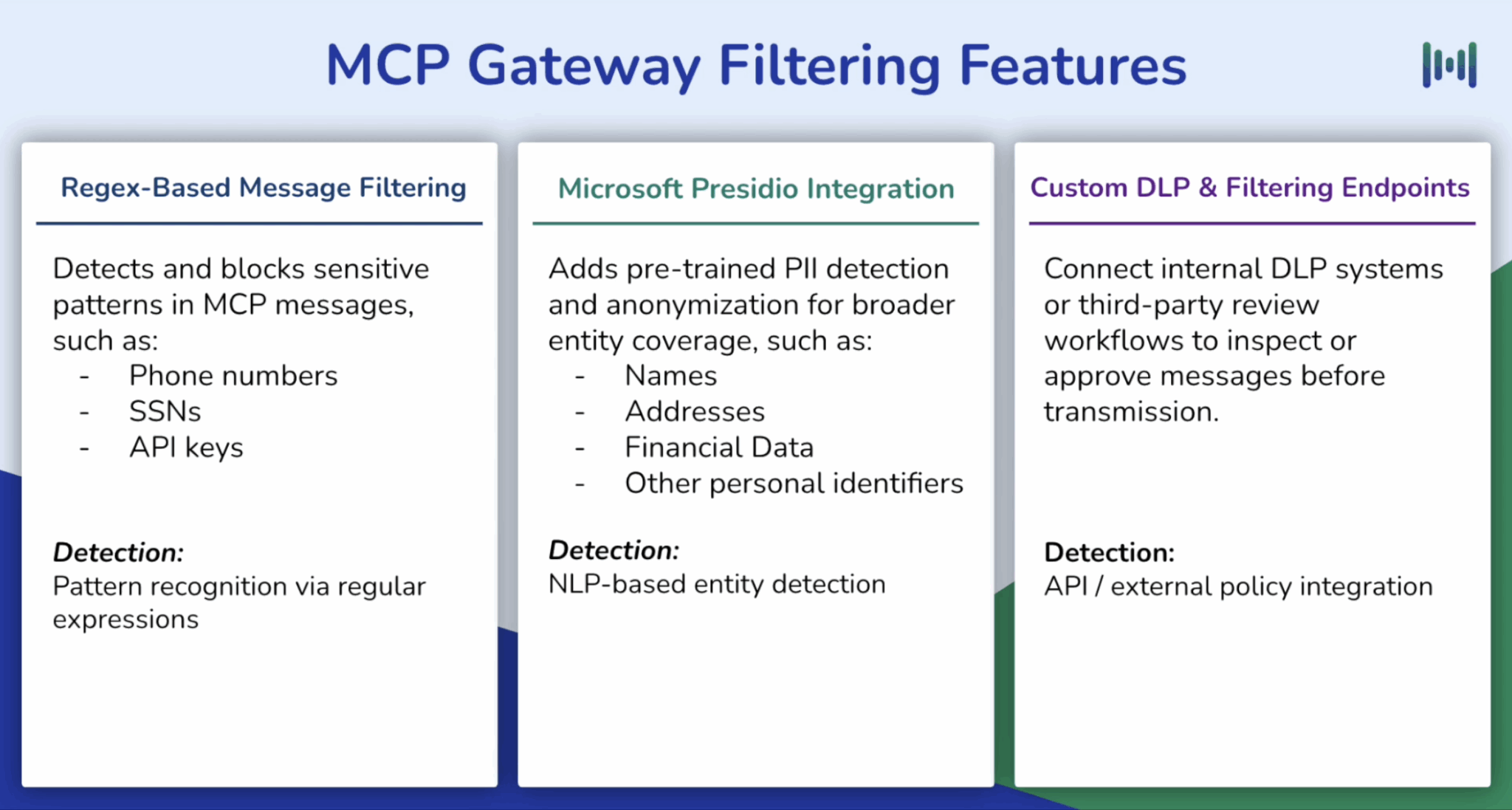 tiers of mcp gateway filter to stop pii