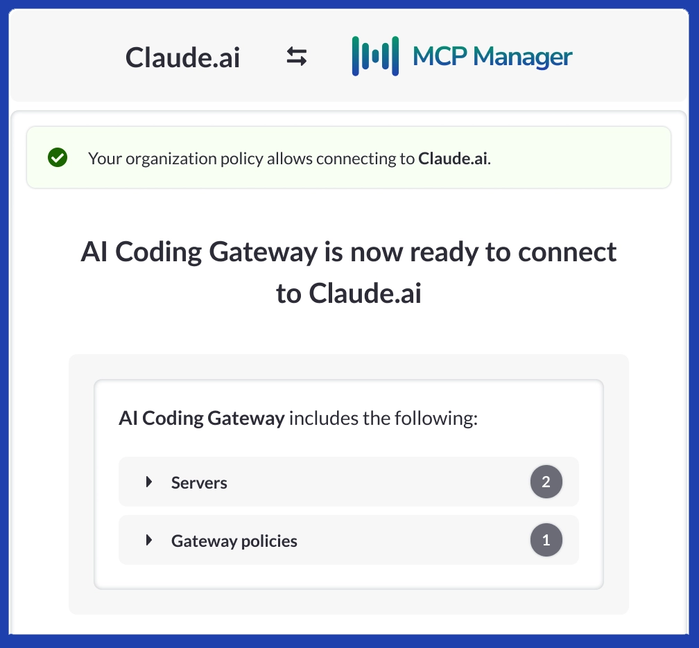 mcp manager gateway connection